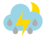 Nuboso con tormenta y lluvia escasa