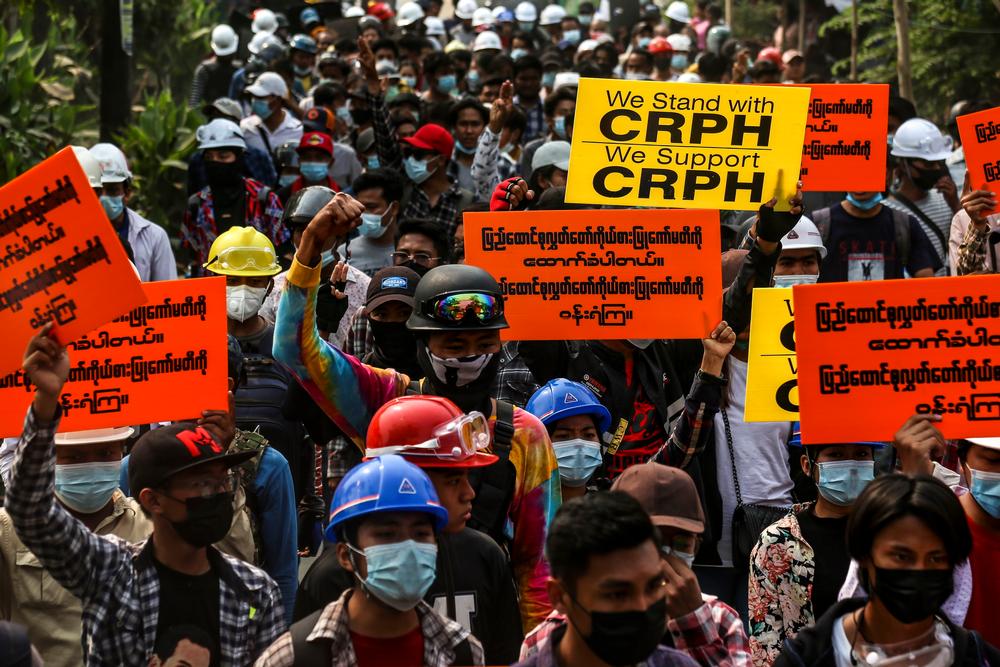 Protest against military coup in Mandalay  / STRINGER