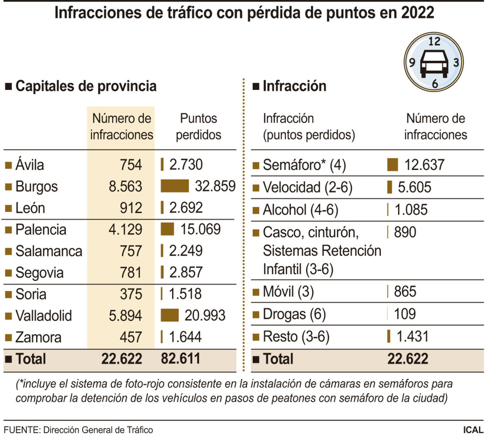 Gráficos de los datos de infracciones en Castilla y León.