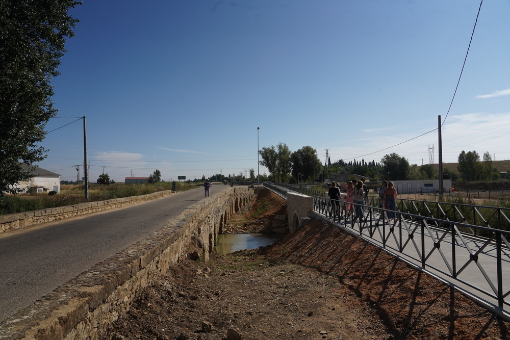 La consejera de Movilidad visita el itinerario peatonal alternativo a la VA-913 en Medina de Rioseco  / MIRIAM CHACÓN / ICAL