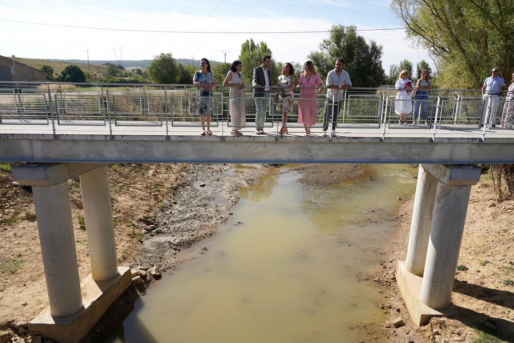 La consejera de Movilidad visita el itinerario peatonal alternativo a la VA-913 en Medina de Rioseco  / MIRIAM CHACÓN / ICAL