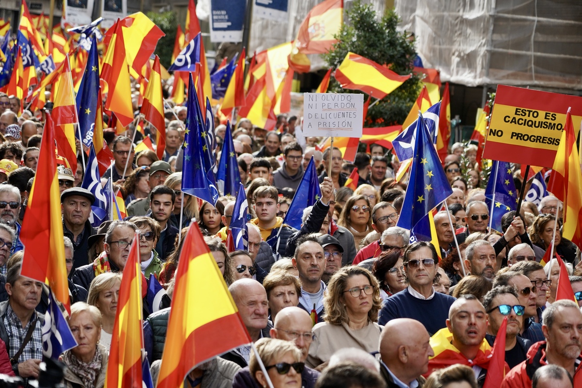 Concentración en Valladolid por la igualdad de los españoles y contra la amnistía.  / LETICIA PEREZ ICAL