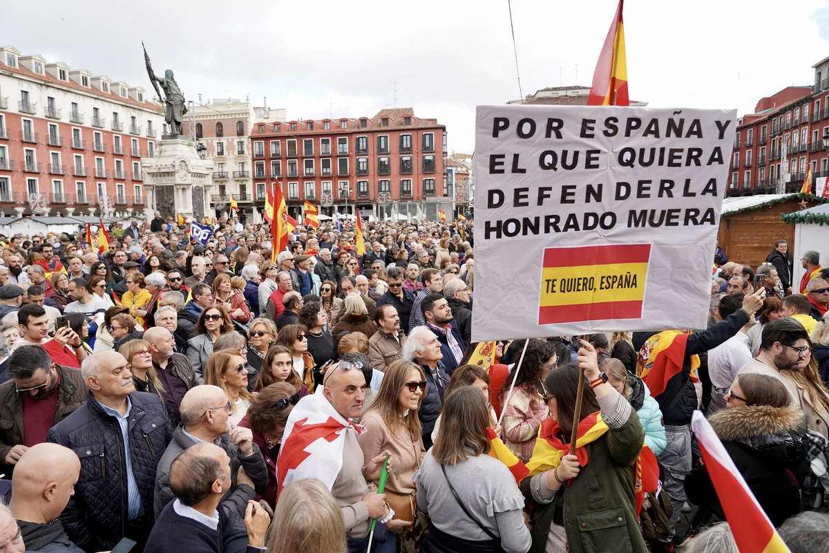 Concentración en Valladolid por la igualdad de los españoles y contra la amnistía.  / LETICIA PEREZ ICAL