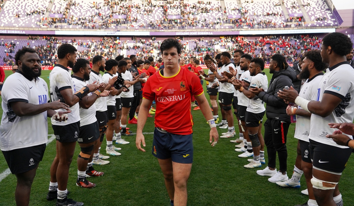 La selección española absoluta de rugby masculino se enfrenta a Fiyi en el estadio José Zorrilla de Valladolid.  / MIRIAM CHACÓN / ICAL