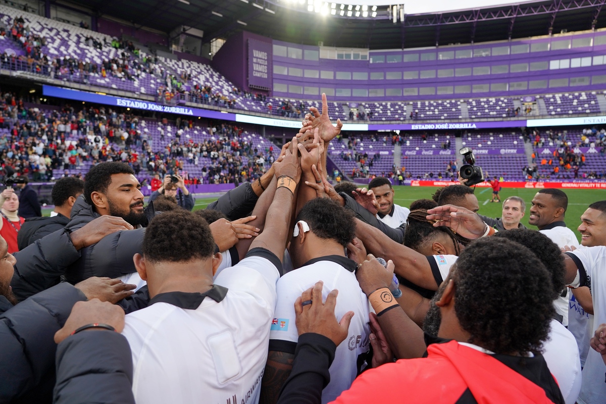 La selección española absoluta de rugby masculino se enfrenta a Fiyi en el estadio José Zorrilla de Valladolid.  / MIRIAM CHACÓN / ICAL