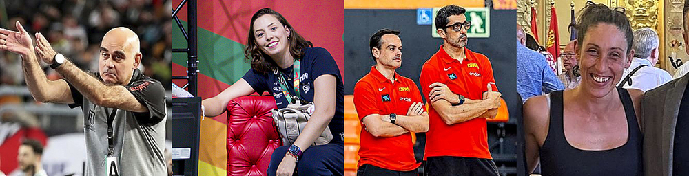 Juan Carlos Pastor (balonmano), Ana Pelaz (gimnasia), Javi Bello (baloncesto) y Elena Martín (Casa de España). 