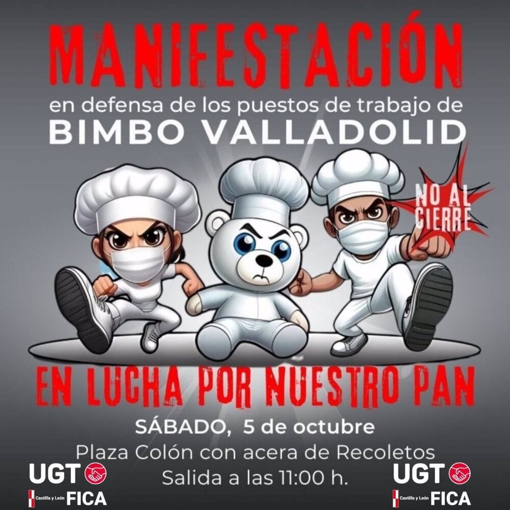 Cartel de la manifestación convocada por los trabajadores de Bimbo.