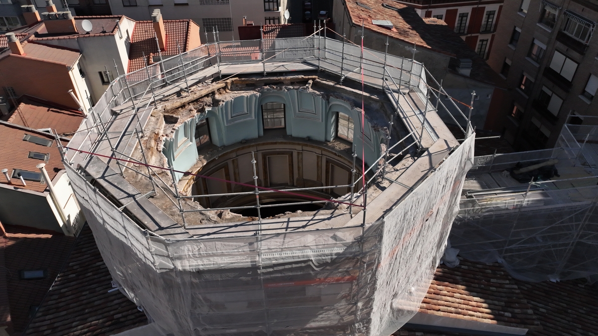  Estado actual de la iglesia de la Veracruz en Valladolid tras el derrumbe de la cúpula  / ENG DRONE / ICAL