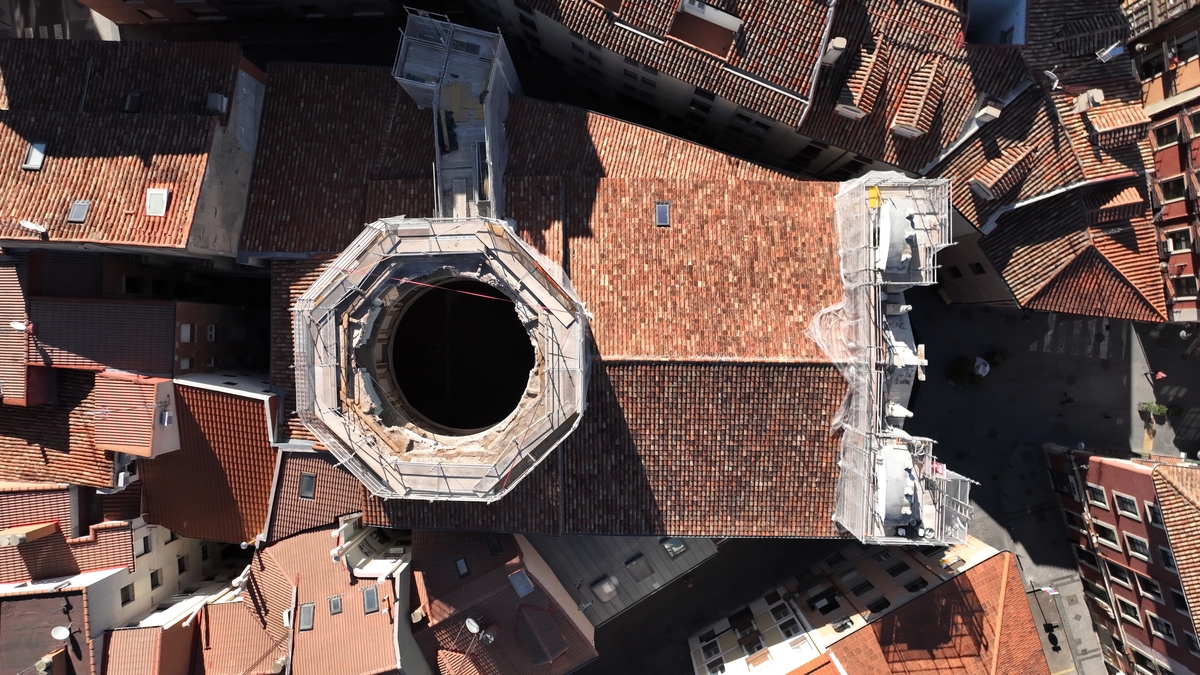  Estado actual de la iglesia de la Veracruz en Valladolid tras el derrumbe de la cúpula  / ENG DRONE / ICAL