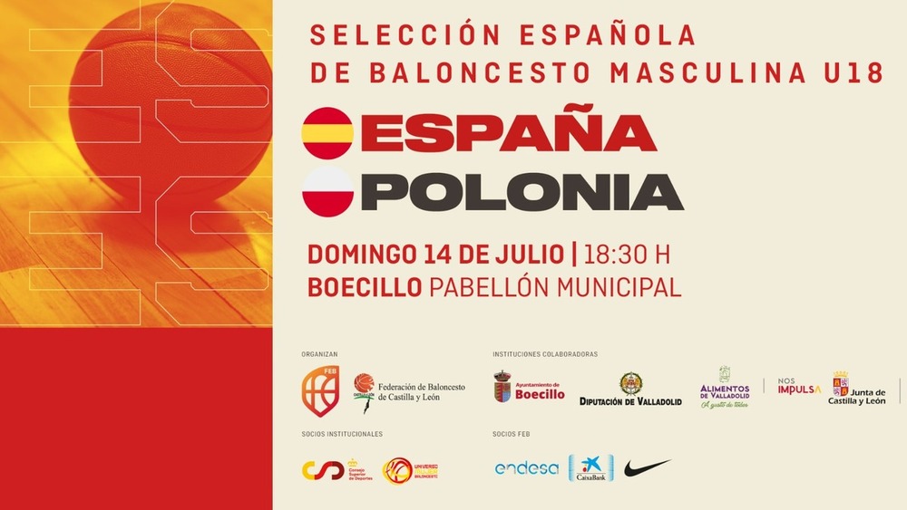 Cartel del amistoso entre España y Polonia sub 18.