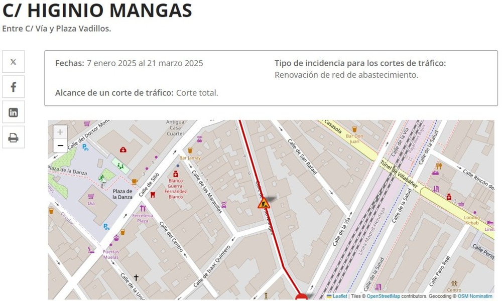 El martes se corta al tráfico el camino del Cementerio 