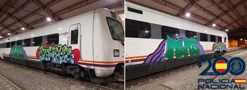 Dos detenidos por pintar un vagón de Renfe en Medina del Campo