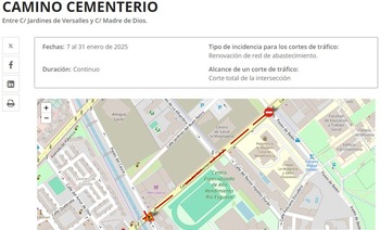 El martes se corta al tráfico el camino del Cementerio